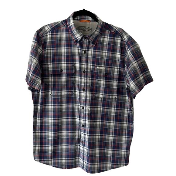 Field and Stream Fishing Shirt Mens L Blue Plaid Button Down Outdoor - Picture 1 of 10